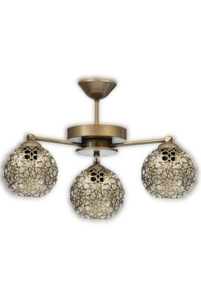 Lambadar Antique 3-Piece Modern Seljuk Motif Plophonier Model Chandelier