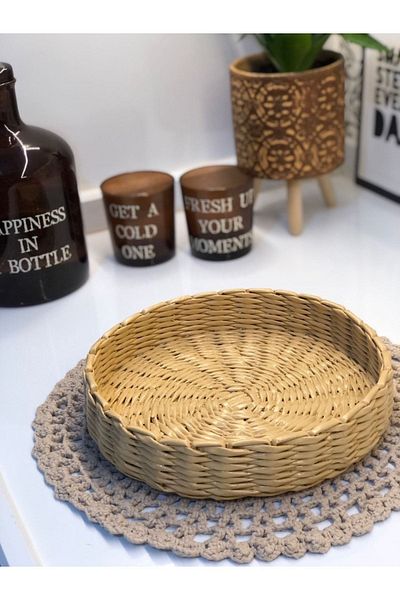 AFRALYAHOME Wicker Tray, Presentation Tray, Washable Decorative Tray, Coffee Tray