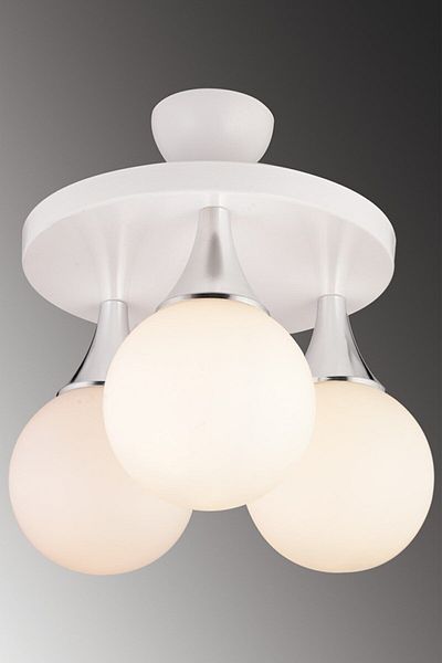 Lambadar Capella Model White/chrome Triple Modern Sports Round Glop White Glass Chandelier
