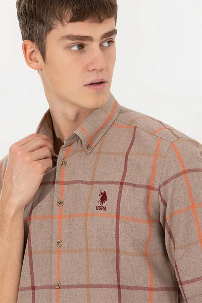 U.S. Polo Assn. Ανδρικό πουκάμισο σε γκρι χρώμα