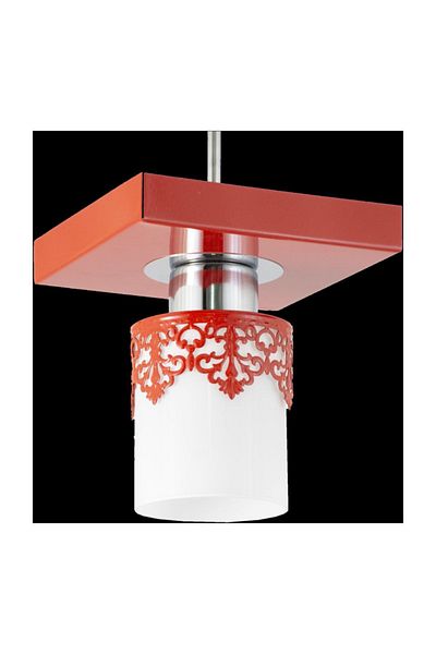 Lambadar Single Modern Sports Model Red Chandelier with Square Tray Crown