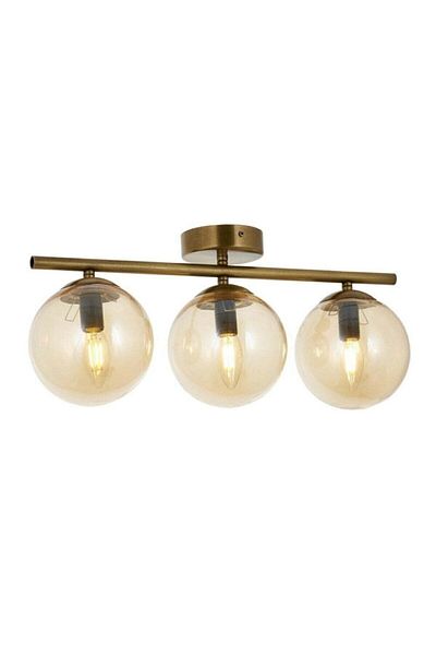 Lambadar Gold Triple Modern Honey Glass Plafonier Chandelier