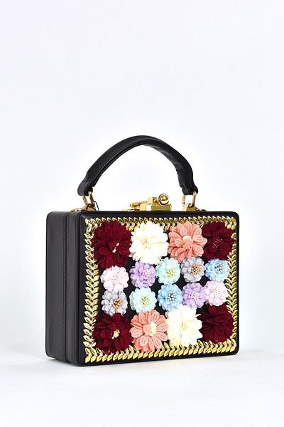 ELATAE Women's Shoulder Strap Floral Stoned Evening Dress Daily Handbag 17611