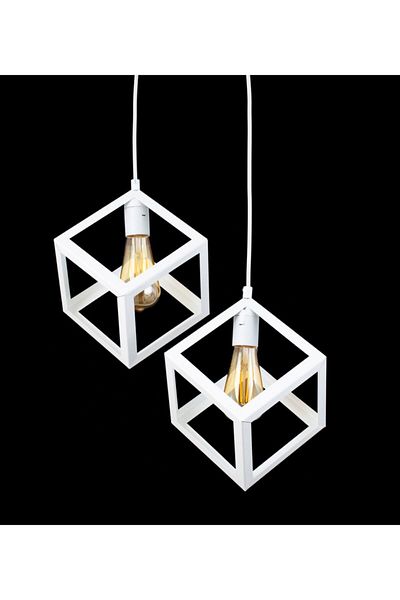 Lambadar Rustic Retro Model Geometric Pendant Lamp Metal Cube Chandelier