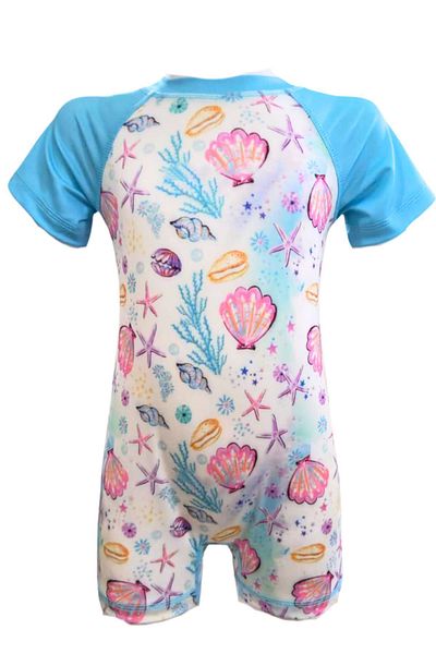 İYİBU Stretchy Water Repellent Swimming Jumpsuit for Baby Girl - Short Sleeve Beach and Pool Swimsuit