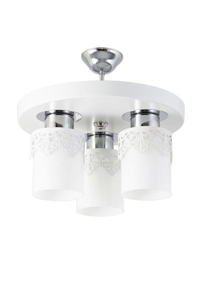 Lambadar Triple Modern Sports Model White Chandelier with Round Tray Crown