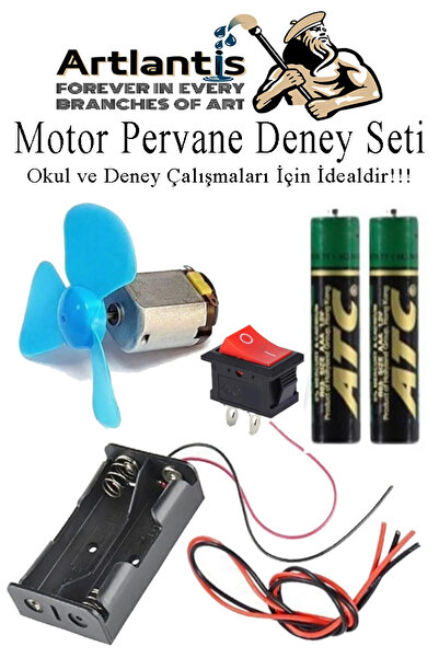 Artlantis Motor Deney Seti 1 Paket Pervane Dc Motor Anahtar Pil Yatağı İletke...