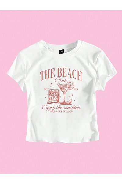 Jose Clothing Λευκή στάμπα Γυναικεία Crop Μπλούζα - Κοντό μανίκι