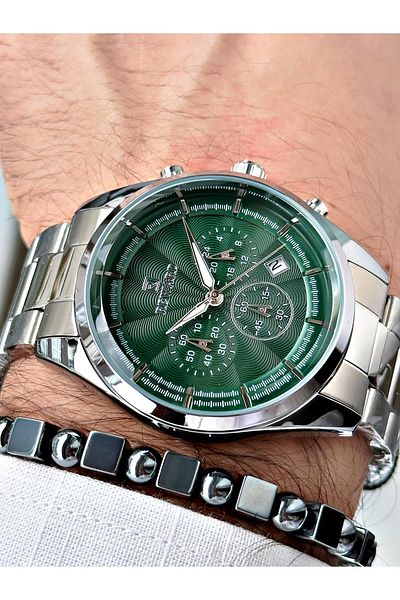 Reward Silver Color Men's Wrist Watch and Gift Bracelet