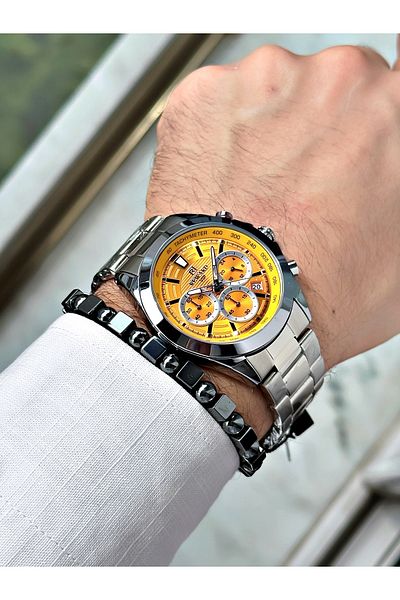Reward Men's Silver Colored Steel Band Wrist Watch - 2 Years Warranty + Bracelet Gift