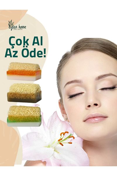 Aytan Home Natural Pumpkin Fiber Soap 3-Piece LUXURY SET (Honey+Clay+Aloe Vera)
