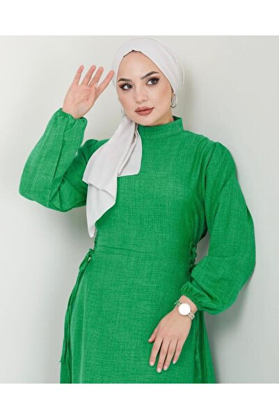 YILMAZBARMAZ λινό φόρεμα - λεπτομέρεια στο πλάι