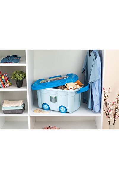 Genel Markalar Oyuncak Kutusu Renkli Tekerlekli 50 Lt Mavi