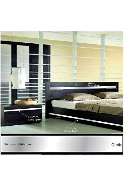 EYM Dekoratif Aynalı Pleksi Şerit Süs Gümüş 50 Mm X 2800 Mm Mobilya Dolap Süsü