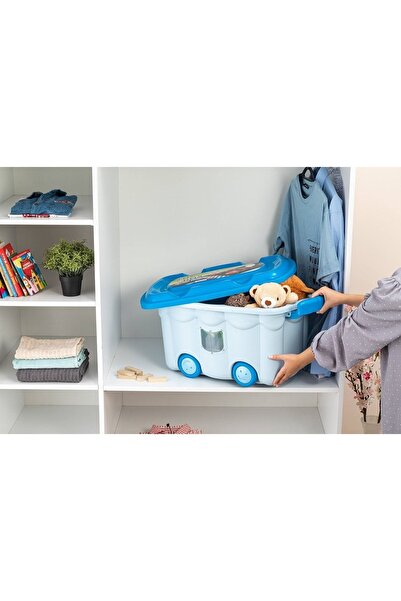 Genel Markalar Oyuncak Kutusu Renkli Tekerlekli 50 Lt Mavi
