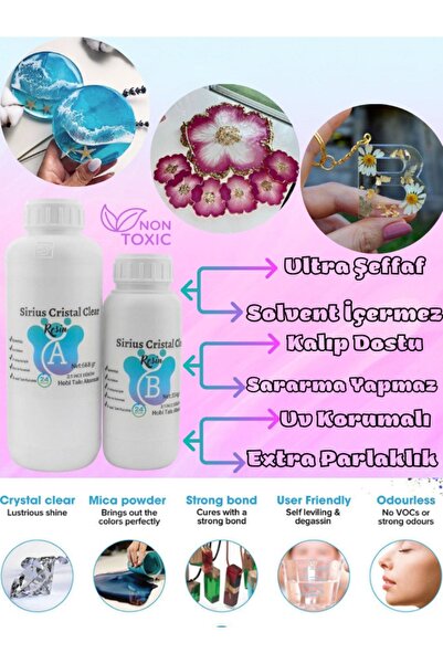 Sirius Hobi 2/1 Oran Şeffaf Hobi Epoksi Reçine İnce Döküm 1000 gr