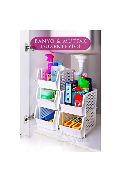 GoldenKitchen White Set of 5 - In-Cabinet Organizer for Bathroom, Kitchen, Countertop and Refrigerator, Vegetable and Fruit Basket