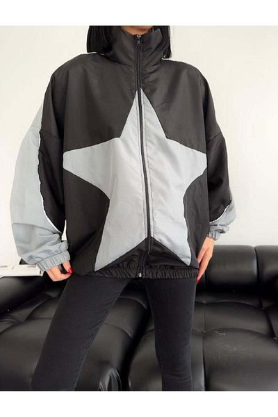 Touz Moda Антрацитен плат Parachute - колежанско яке и анцуг със звездни детайли