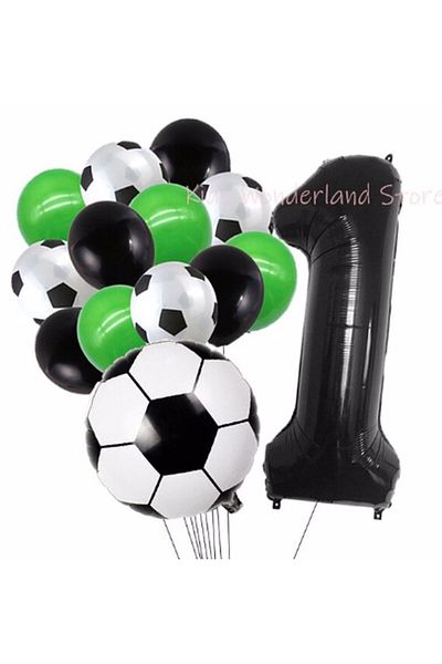 Parti Station Football Ball Match 1 Year Old Balloon Set Football Ball Match Concept Birthday Set Age Balloon Set