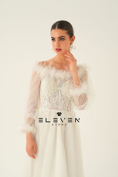 ELEVEN DESIGN FEATHER DETAILED EVENING DRESS