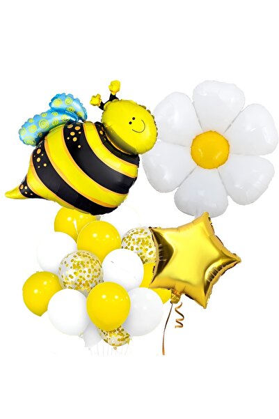 Parti Station Bee Arı ve Papatya Konsept Balon Set Bee Arı ve Papatya Tema Pa...