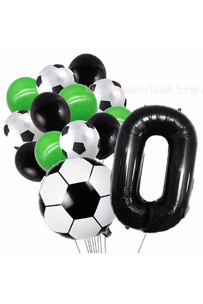 Parti Station Football Ball Match 0 Age Balloon Set Football Ball Match Concept Birthday Set Age Balloon Set