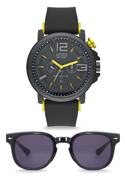Zzla 2 Pieces Unisex Sunglasses Wristwatch