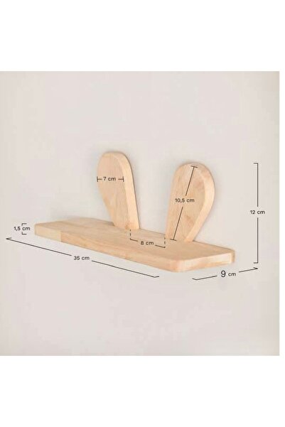 afralya home bebek çocuk odası ahşap tavşan kulaklı raf , ahşap montessori dekoratif raf 35 cm çocuk odası dekoru