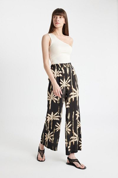 DeFacto Marokkanische Culotte-Hose mit Muster – elastische Taille, weites Bein, lange Länge C9118ax24sm