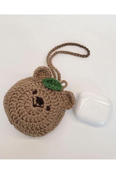 AFRALYAHOME амигуруми плетен фигурен портфейл за airpods, портфейл, който може да се окачи на чантата