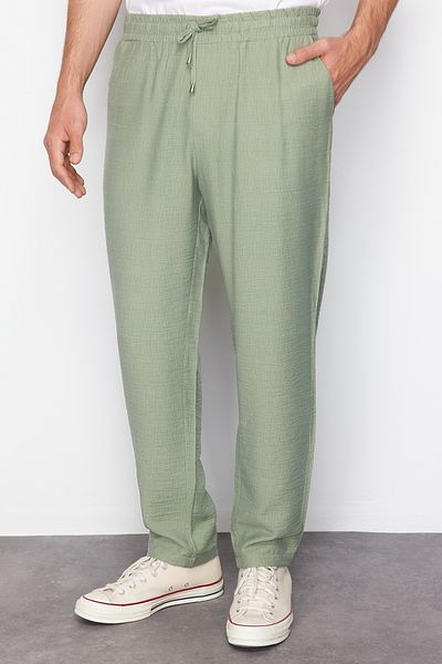 Trendyol Collection Hose in Leinenoptik mit elastischem Bund – Hellkhakifarben, mit Bindung TMNSS20PL0547