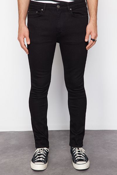 Trendyol Collection Μαύρο Super Skinny Stretchy Υφασμάτινο Τζιν Τζιν παντελόνι TMNSS24JE00025