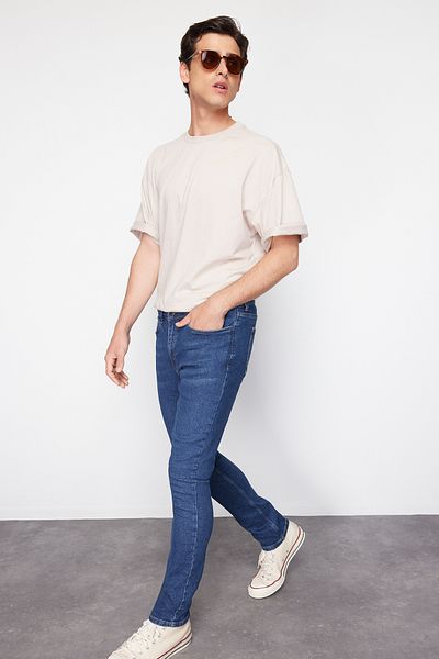 Trendyol Collection Námořnická modrá Super Skinny Stretchy Fabric Jeans Jeans Tmnss24Je00025