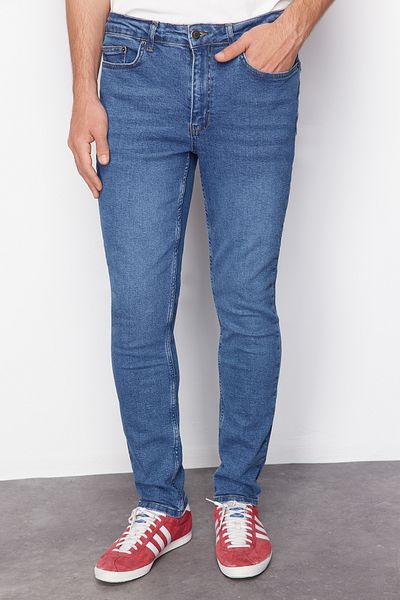 Trendyol Collection Μπλε Super Skinny Stretchy Υφασμάτινο Τζιν Τζιν παντελόνι TMNSS24JE00025