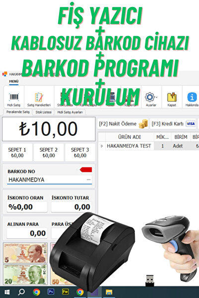 HAKANMEDYA WEB TASARIM HİZMETLERİ Kablosuz Barkod Okuyucu Fiş Yazıcı ve Barko...