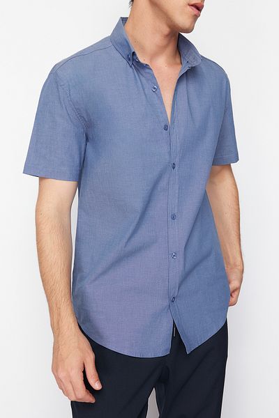 Edit by Trendyol Men's Shirt - Navy Blue, Regular Fit Tmnss24Go00085