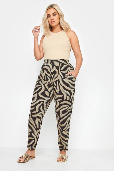 Stil Diva Large Size Lycra Patterned Pocket Carrot Cut Trousers143750