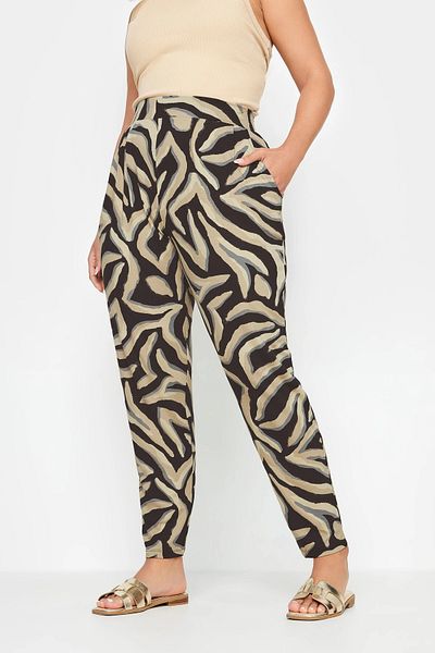 Stil Diva Large Size Lycra Patterned Pocket Carrot Cut Trousers143750