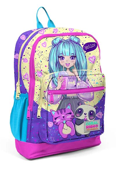 ELATAE Anime Patterned Lilac/Pink School Backpack 23735