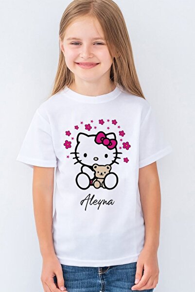 Morinna Kişiye Isme Özel Hello Kitty Baskılı Çocuk Tişört T-shirt Mr-01