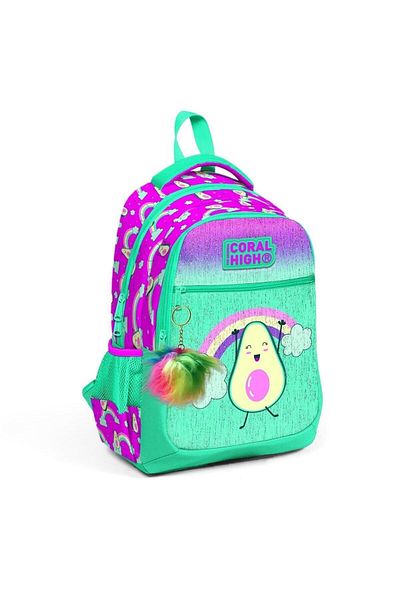 Coral High Set ghiozdane de școală din 3 bucăți cu model avocado, roz, verde apă - SET0123491