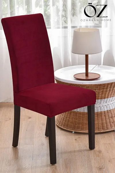 ÖZMAKAN Husa pentru scaun din catifea burgundy - Carcasa elastica lavabila