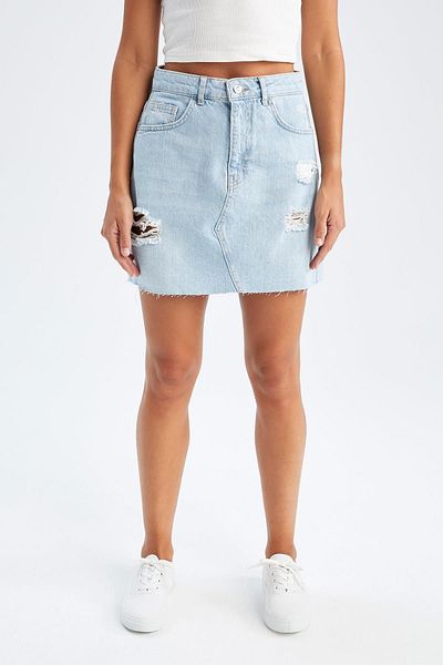 DeFacto A Form Ripped Detailed Mini Jean Skirt X6859az22sm