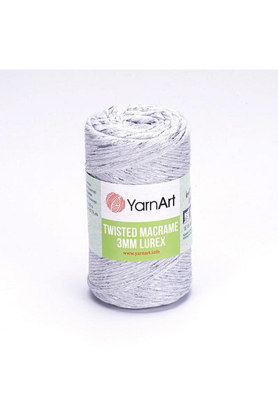 Yarnart Twisted Macrame 3 Mm Lurex - Μακραμέ Χέρι Πλεκτό Νήμα Ανοιχτό Γκρι-756