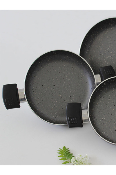 Hey Sey Hey Şey Çift Kulp 3 Parça 18-20-22 Cm Tava Seti 2,0 Mm Kalınlık