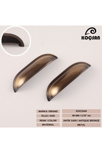KOÇSAN Mussel Antique Yellow 96 mm Handle Luxury Country Kitchen Furniture Cabinet Drawer Handle