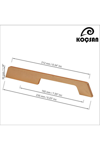 KOÇSAN Mâner Ayla Mat Aur 192 Mm Mâner de lux pentru mobilier de bucătărie rustică Mâner sertar dulap