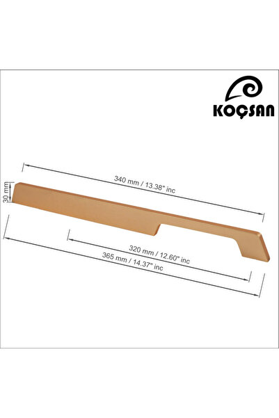KOÇSAN Mâner Ayla Mat Aur 320 Mm Mâner de lux pentru mobilier de bucătărie de țară Mâner sertar dulap