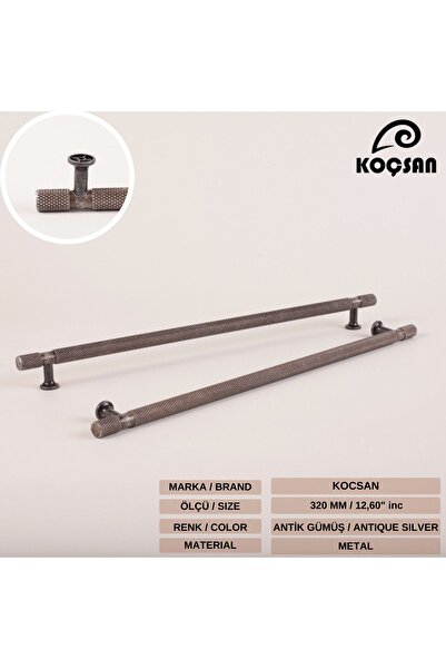 KOÇSAN Turquoise Antique Silver 320 mm Handle Luxury Country Kitchen Furniture Cabinet Drawer Handle