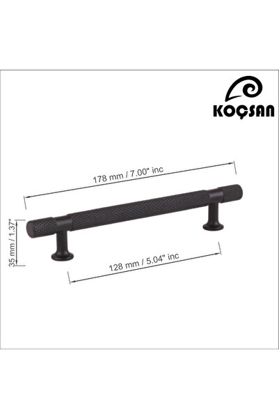 KOÇSAN Firuze Negru 128 Mm Mâner Mobilier Bucătărie Country De Lux Dulap Sertar Mâner
